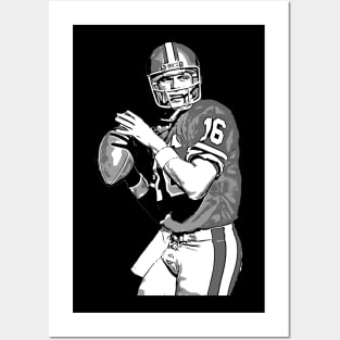 joe montana black and white art Posters and Art